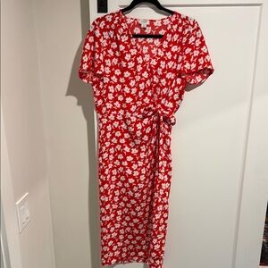 J. Crew Floral Red Wrap Dress Size 6